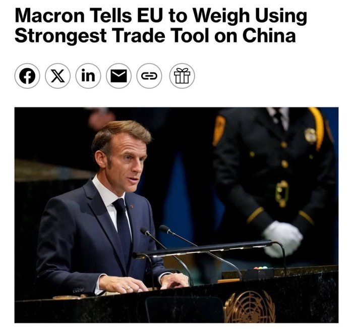Makron Yevropa Ittifoqiga Xitoyga nisbatan eng qattiq savdo choralarini qo‘llashni taklif qildi — Bloomberg   Makron Yevropa Ittifoqiga Xitoyga nisbatan eng qattiq savdo choralarini qo‘llashni taklif qildi — Bloomberg