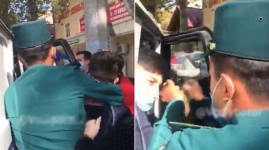 Samarqandda huquq-tartibot xodimlari 16 yoshli o‘smirni bo‘ynidan tortib patrul mashinasiga o‘tqazib, olib ketdi (video)