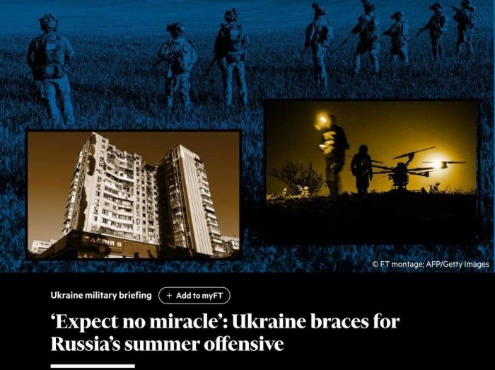 Kiyevda xavotir: Ukraina Rossiyaning yozgi hujumiga qarshi kurashga tayyorlanmoqda