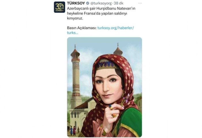 ТУРКСОЙ Франциядаги Хуршидбон Натавон ҳайкалига қилинган бузғунчилик ҳаракатини қоралади