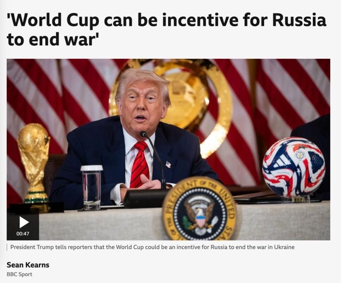 Rossiya urushni to‘xtatsa, JCH-2026da qatnashadi – Trampdan shov-shuvli taklif!