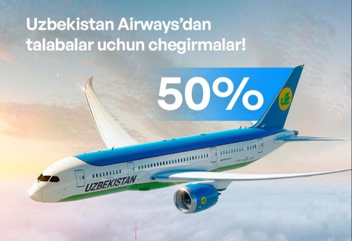 Talabalar uchun aviachiptalarga chegirma e’lon qilindi