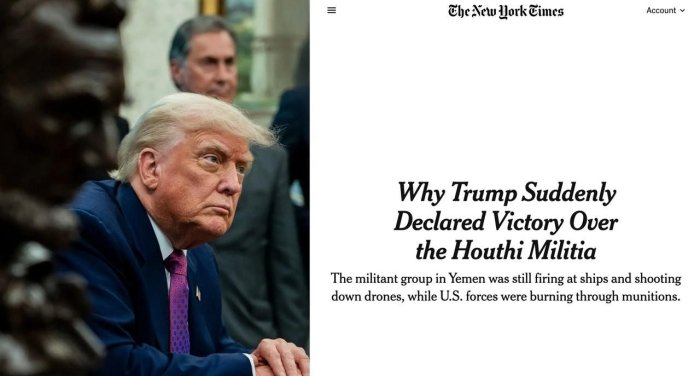  Tramp AQShning Yamanga zarbalari hech qanday natija bermagani tufayli husiylar bilan o‘t ochishni to‘xtatish bo‘yicha kelishuvga erishdi — The New York Times 