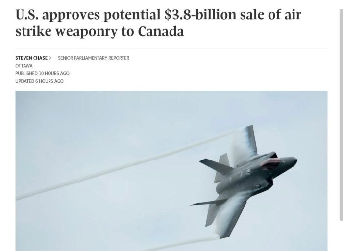 Kanada AQShdan 4 milliard dollarga aviabombalar xarid qilmoqchi