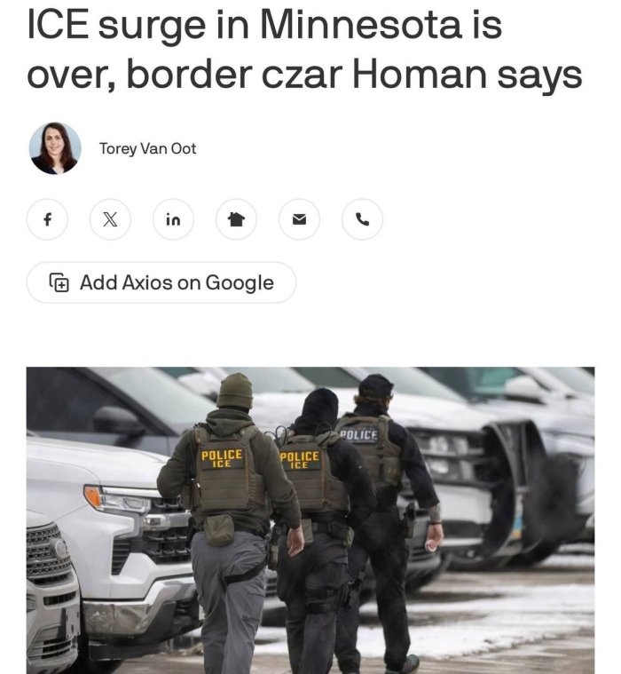 AQSh Immigrasiya va bojxona xizmatining Minnesota shtatidagi operasiyasi tugatildi