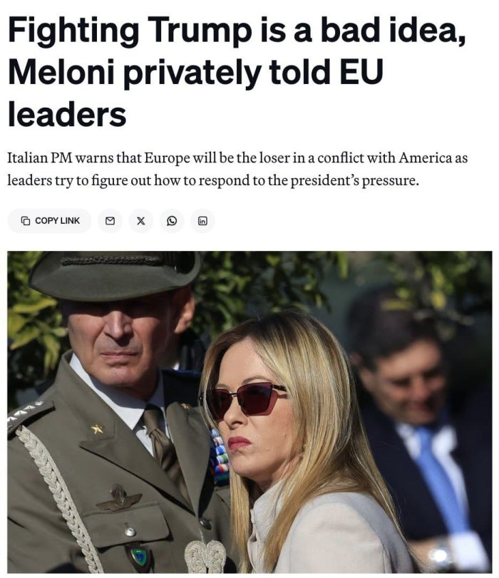 Meloni Yevropa Ittifoqi yetakchilarini Trampga qarshi turishdan qaytardi — Politico