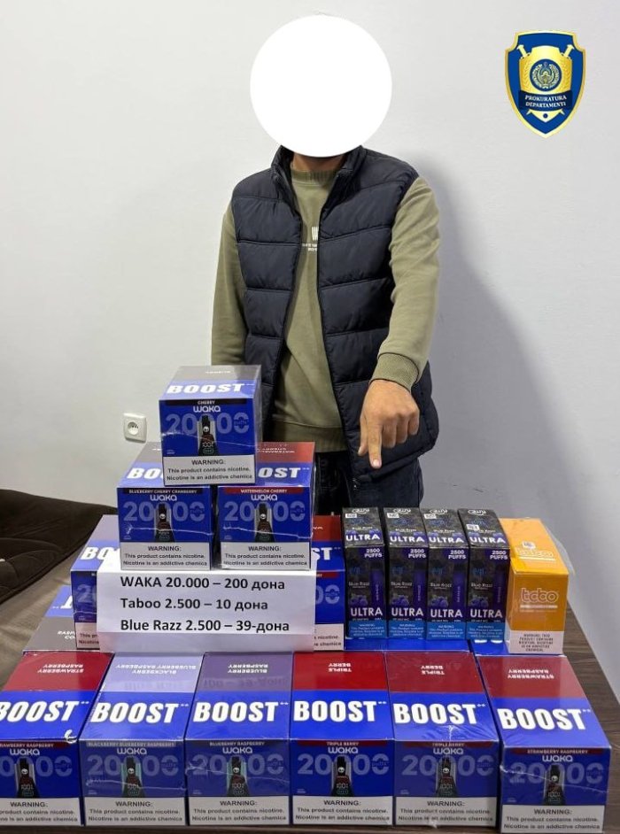 Toshkent shahrida elektron tamaki mahsulotlarini sotayotgan shaxslar ushlandi