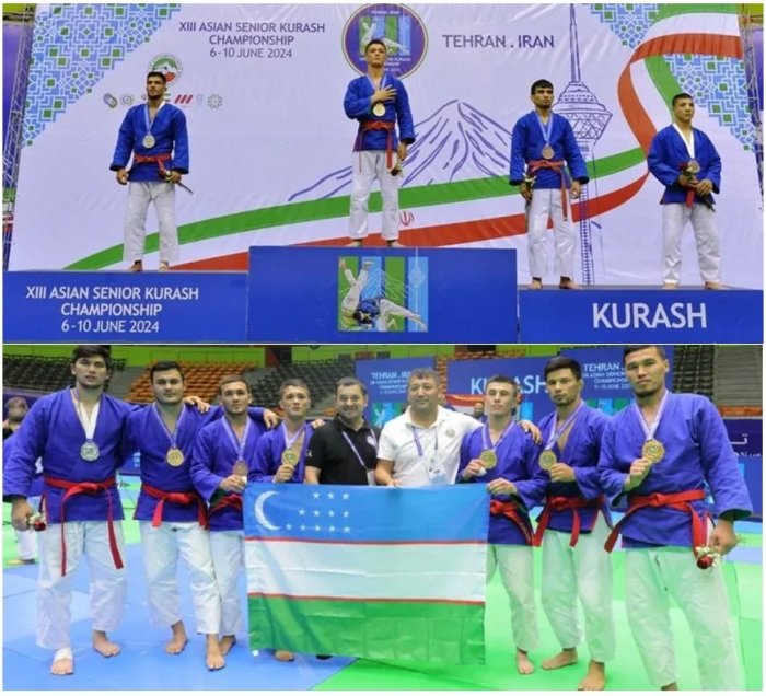 Tehronda o‘tkazilgan kurash bo‘yicha Osiyo chempionatida O‘zbekiston terma jamoasi birinchi o‘rinni egalladi