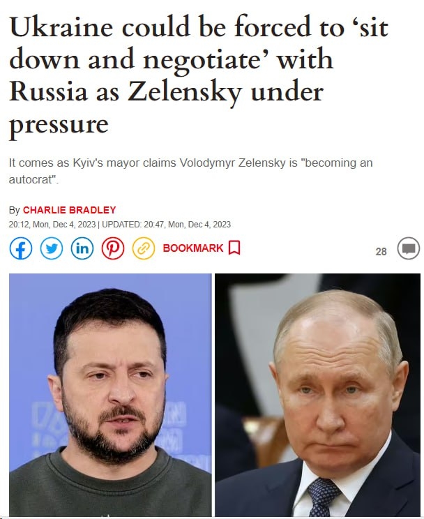 Britaniya diplomatlari Kiyevga Moskva bilan muzokaralar stoliga o‘tirish uchun bosim o‘tkazishga tayyorlanmoqda – Daily Express