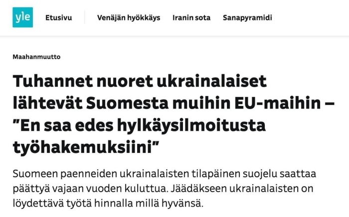 Minglab yosh ukrainaliklar Finlyandiyani tark etmoqda. Nega?