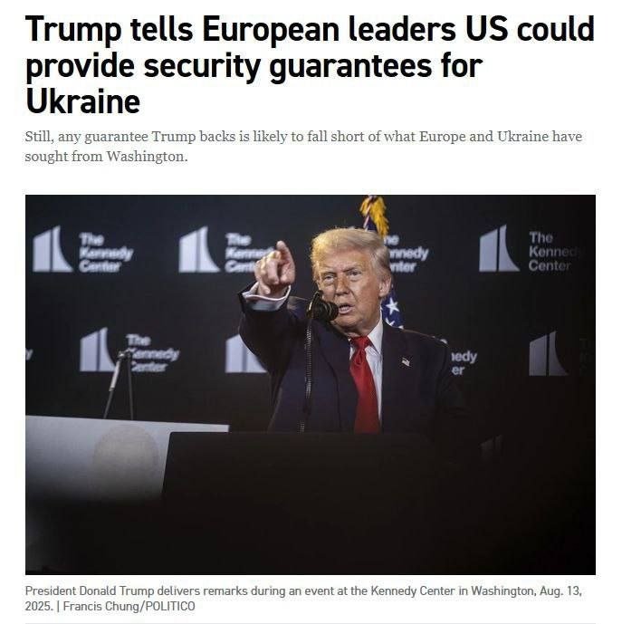 Politico: Tramp Ukrainaga xavfsizlik kafolatlari taqdim etilishini aytdi