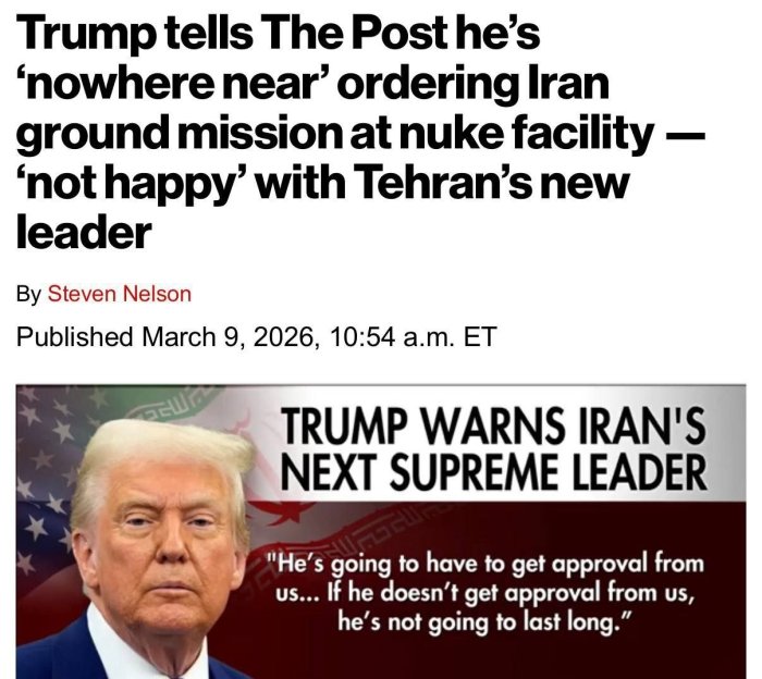  Трамп АҚШ Эрондаги ядровий объектга қўшин юборишига “ҳали жуда эрта”, деган фикрда — The New York Post 