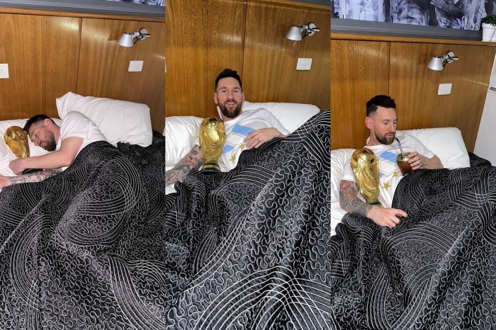 Argentina futbol yulduzi Lionel Messi oltin kubok bilan tun o‘tkazdi