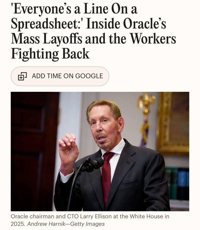 Oracle kompaniyasi bir kunda 30 000 xodimini ishdan bo‘shatdi va....