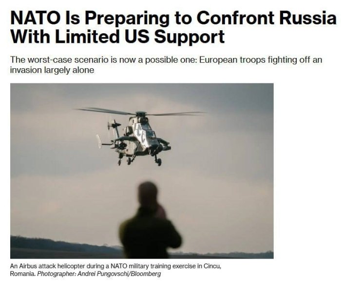 NATO AQSh yordami kamayishi pallasida Rossiyaga qarshi turishga tayyorlanmoqda