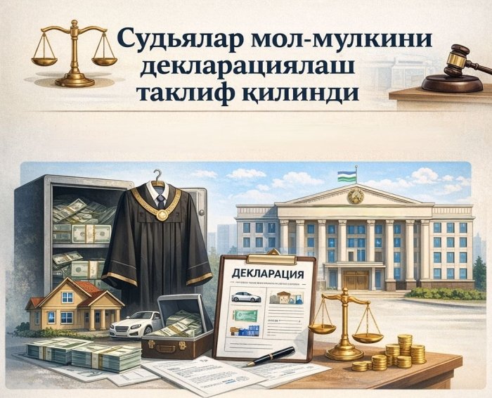 Sudyalar mol-mulkini deklarasiyalash taklif qilindi