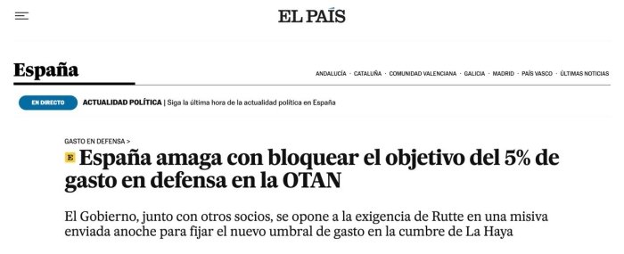 Ispaniya NATO sammitida mudofaa xarajatlarini oshirish bo‘yicha majburiyatni bloklashi mumkin