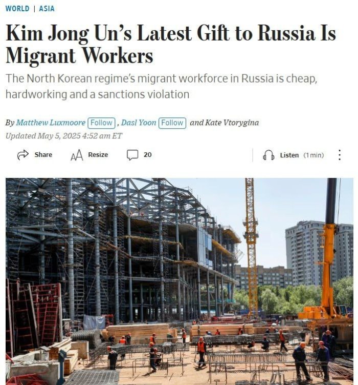 KXDR BMT sanksiyalariga qaramay, Rossiyaga 15 ming mehnat migrantini jo‘natgan — The Wall Street Journal