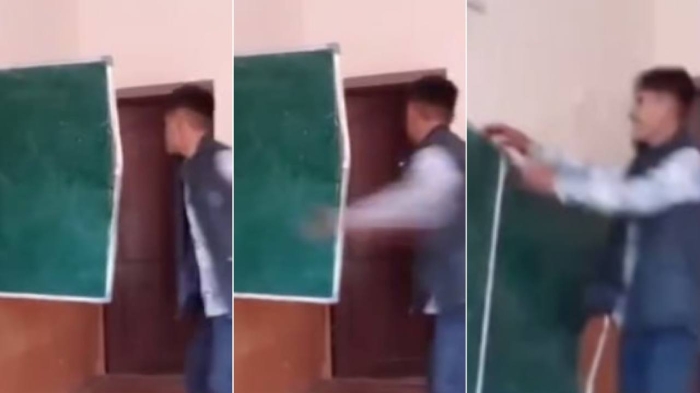 TikTok’даги "Қаҳрамон":  Пайариқда ўқувчи доскасини уриб туширди