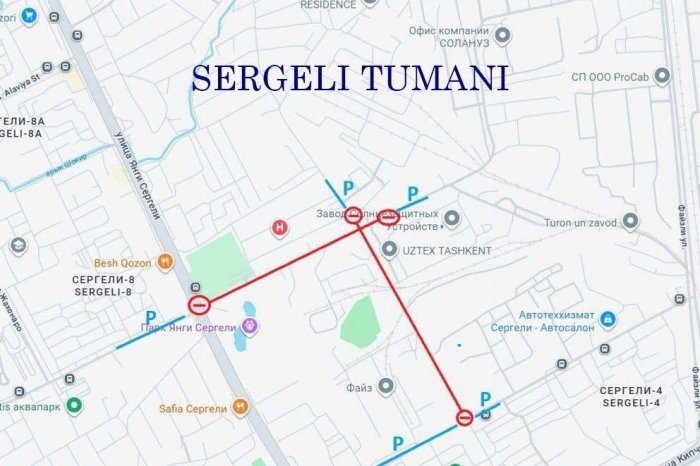 Тошкентда 25 декабрдан айрим кўчаларда ҳаракат вақтинча чекланади