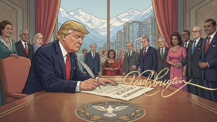 Tramp Davosda Tinchlik kengashini tuzish to‘g‘risidagi bitimni imzolashni rejalashtirmoqda