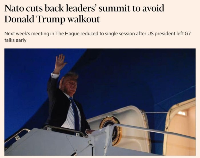 Трамп Канададаги G7 саммитини Зеленский билан учрашишга қизиқиши йўқлиги ва Макрон билан тортишуви сабаб эрта тарк этди — Financial Times 