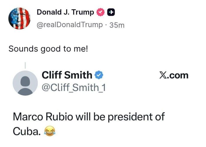 Трамп Кубанинг янги президенти Марко Рубио бўлиши кераклиги ҳақида фикрни маъқуллади 