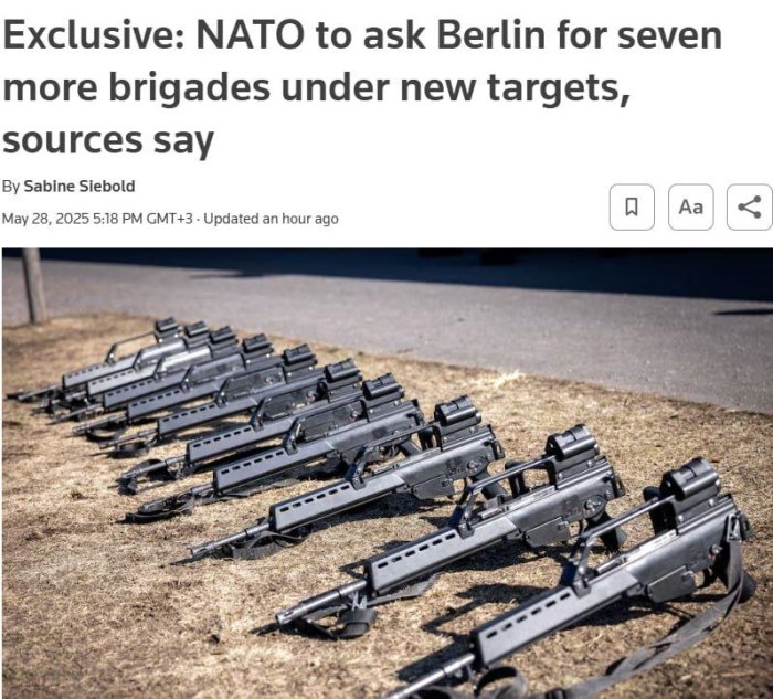 NATO Germaniyadan alyans mudofaasi uchun 40 ming harbiy xizmatchidan iborat yettita yangi brigada tuzishni so‘raydi