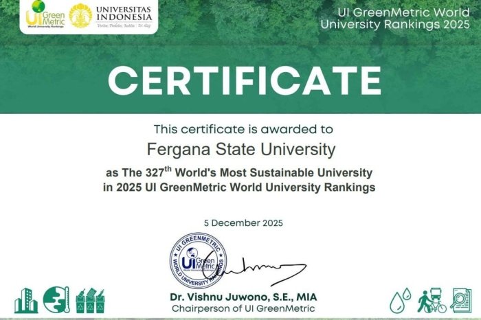 Farg‘ona davlat universiteti dunyoning eng barqaror universitetlari qatorida