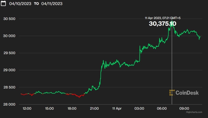 Bitkoin 30 ming dollardan oshdi