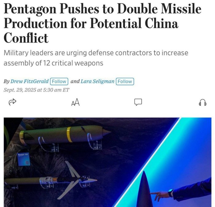 Pentagon Qo‘shma Shtatlarda qurollar zaxiralari kamligidan xavotirda