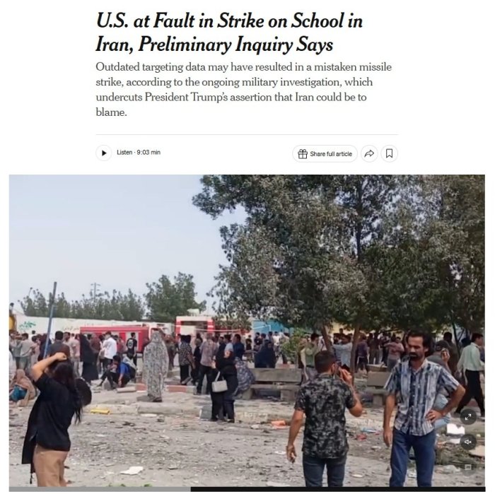  Erondagi maktabga berilgan zarba uchun AQSh mas’ul — The New York Times