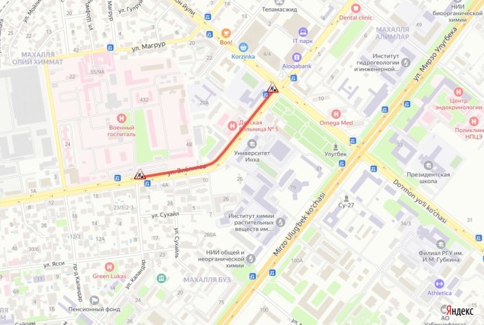 Toshkentda yana yo‘llar yopiladi! Harakat cheklanadigan ko‘chalar va muddatlar e’lon qilindi