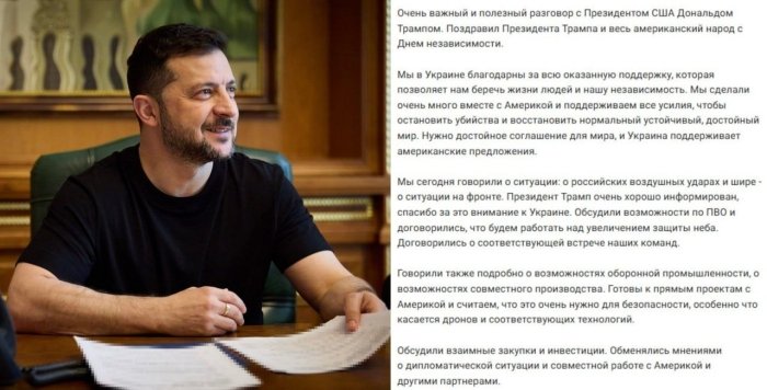 "AQSh yetakchisi bilan Ukrainaning havo hujumidan mudofaa imkoniyatlarini muhokama qildik"