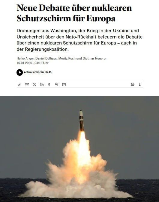 Германияда “Европанинг умумий ядровий қалқони” масаласи яна муҳокама қилинмоқда — Handelsblatt