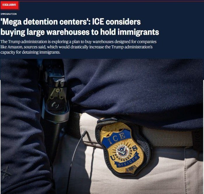 Tramp ma’muriyati muhojirlarni ushlab turish uchun yirik omborlarni sotib olish imkoniyatini ko‘rib chiqmoqda