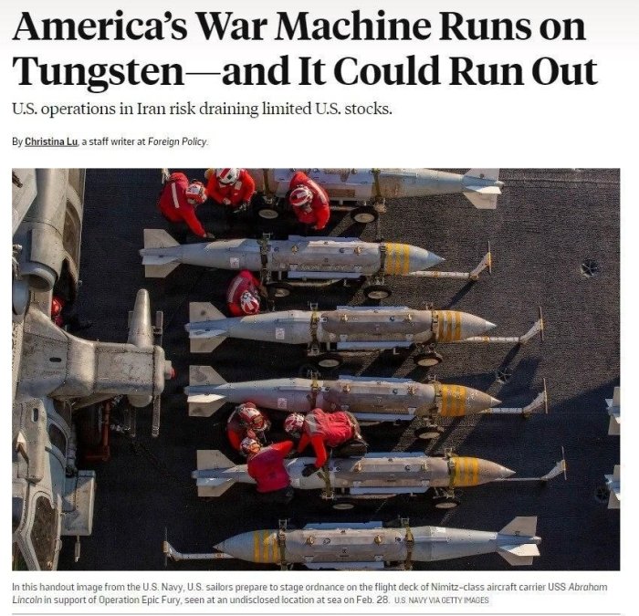 AQSh mudofaa sanoati volframga qanchalik bog‘liq?