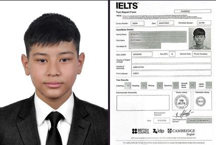 Toshkentda maktab o‘quvchisi IELTS dan 8 ballik sertifikatga ega bo‘ldi