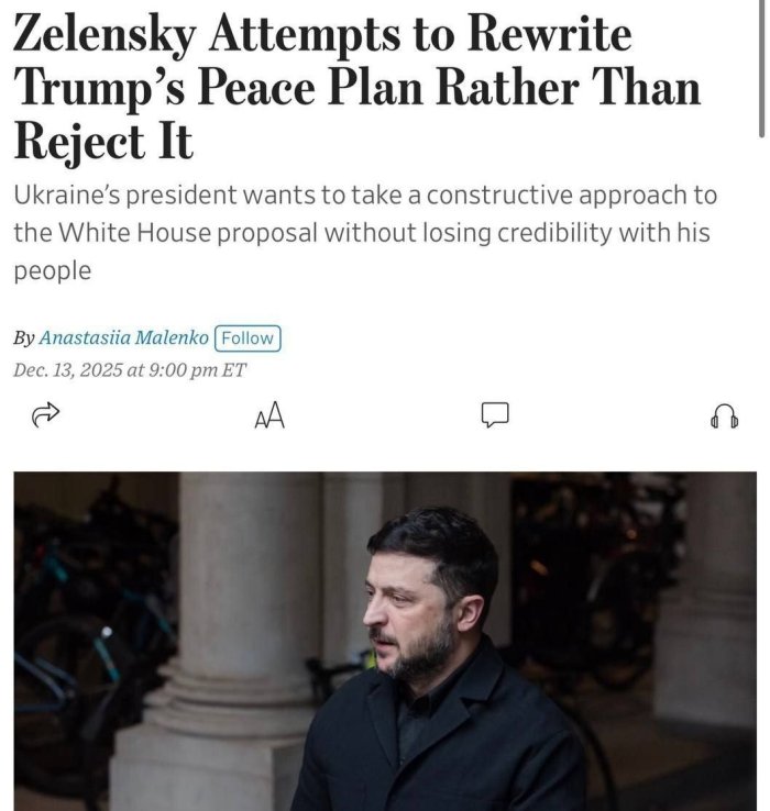 Зеленский Трампнинг тинчлик режасини қайта ёзишга ҳаракат қилмоқда