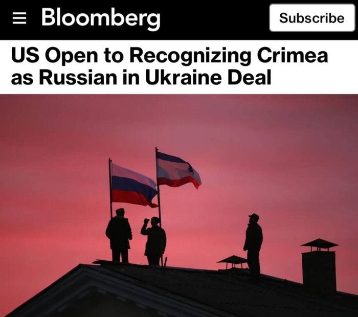  Bloomberg: Tramp ma’muriyati tinchlik kelishuviga erishish evaziga Qrimni Rossiyaga tegishli deb tan olishga tayyor