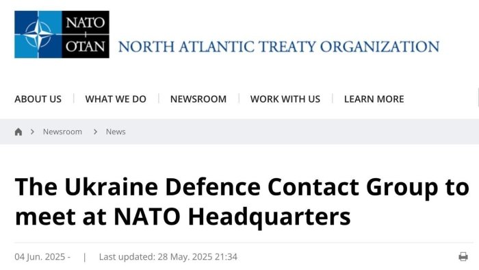 4 июн куни Украинани қуроллантириш бўйича алоқа гуруҳининг “Рамштейн формати”да йиғилиши бўлиб ўтади